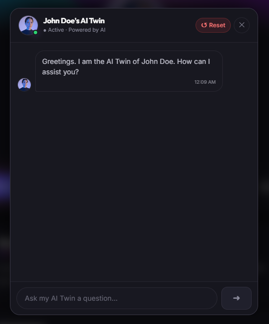 AI Twin Visitor Chat Interface