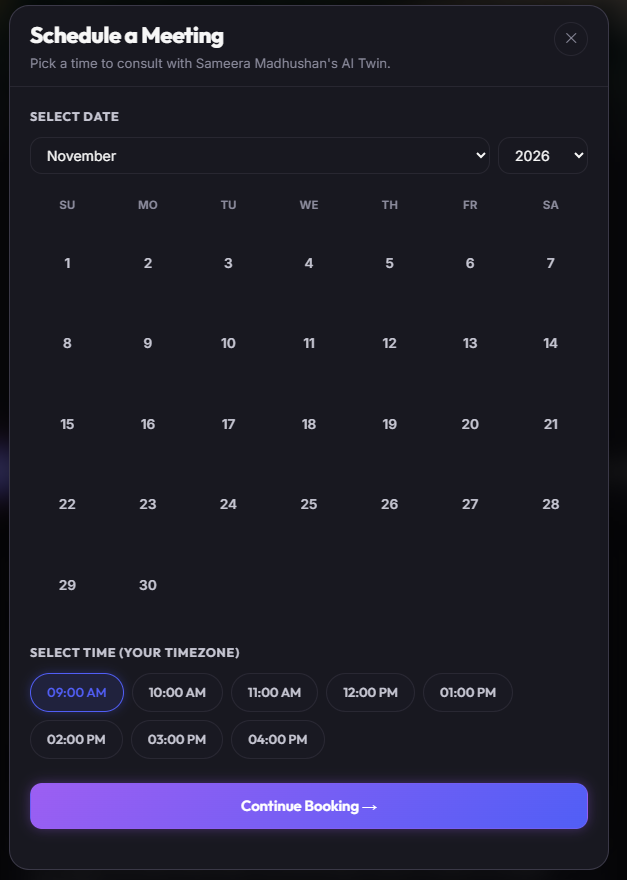 Schedule a Meeting Calendar Interface